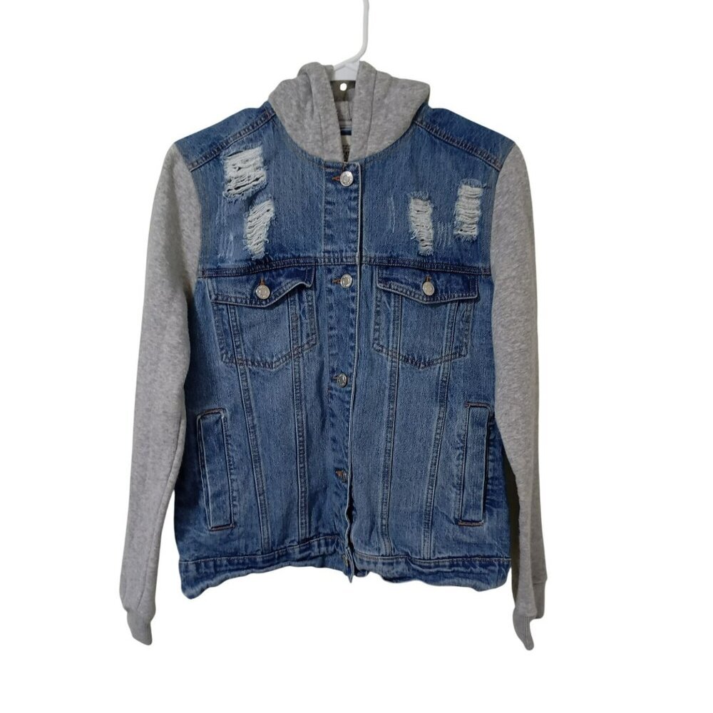 Ashley-Vintage Charm Jacket Denim Hoodie Gray Size S Mens